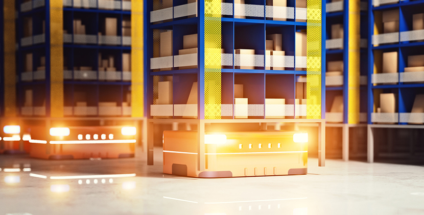 automated warehouse 3d rendering