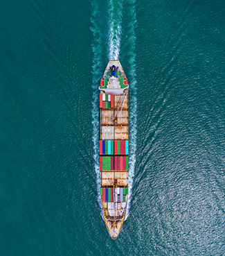 import export container ship open water