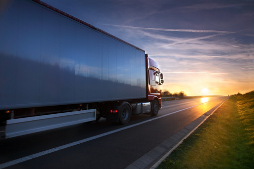 truck transportation sunset