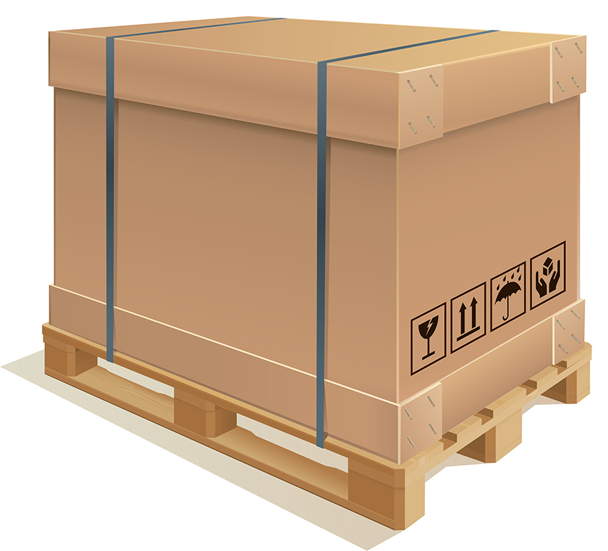 cardboard box on wooden pallet