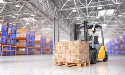 forklift in warehouse