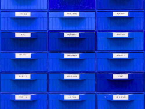 Blue plastic cabinet organizer