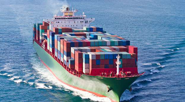 cargo container ship at sea