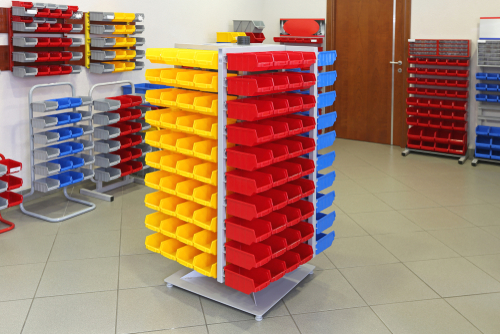 Universal Storage Organizer Rack With Plastic Bins and Boxes