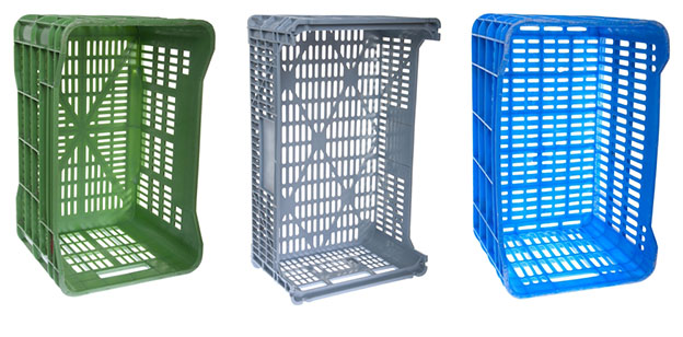 multi colored set of plastic baskets