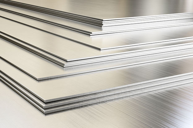 Steel sheets in warehouse