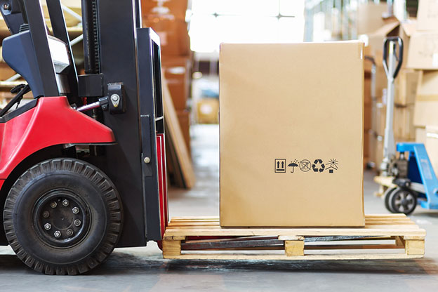 large cardboard box in modern warehouse