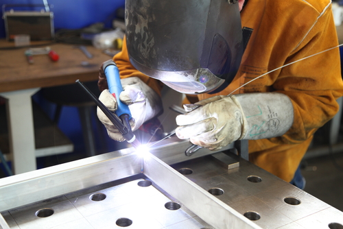closeup craftsman welding