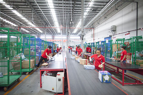 warehouse staff sorting products