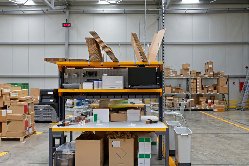 a packing table for order fulfillment