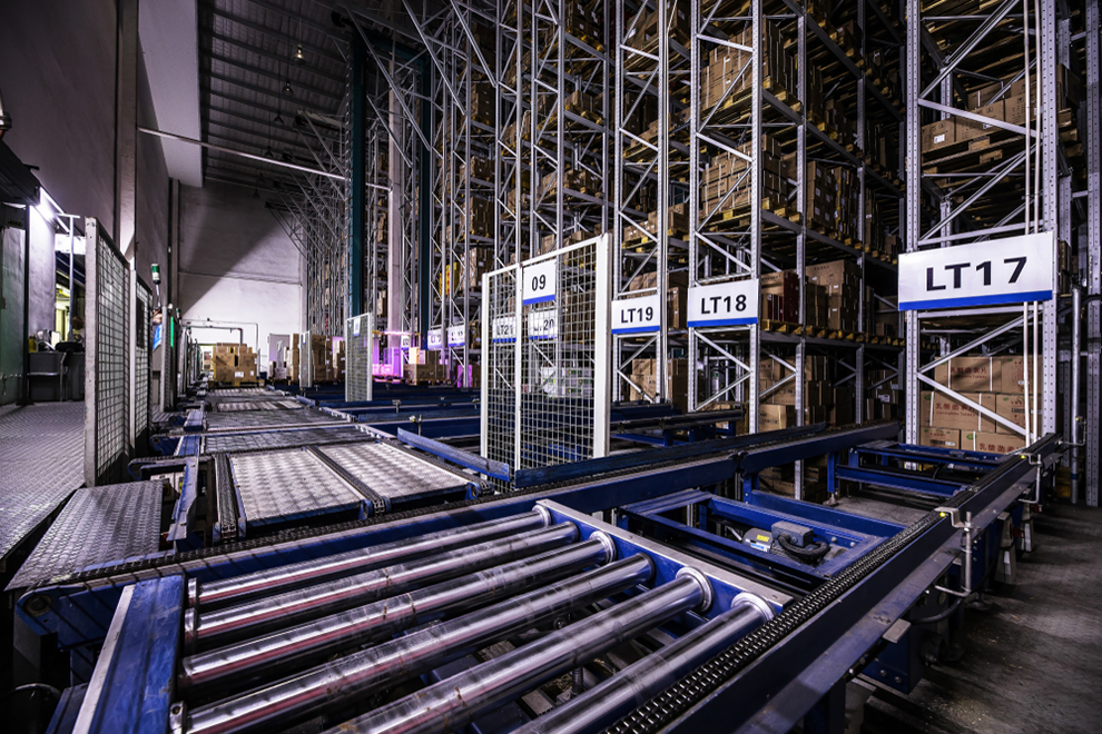 a modernized warehouse with automated production lines