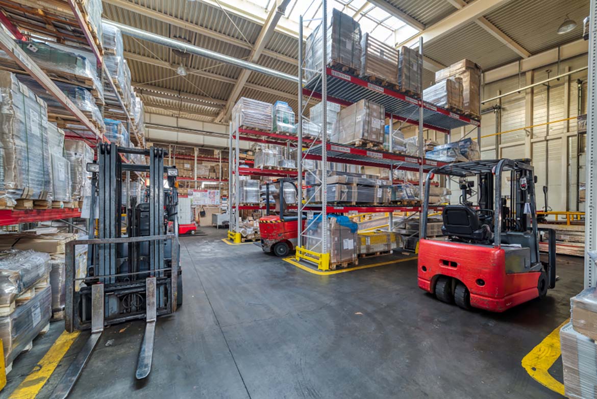 warehouse interior with stack racks
